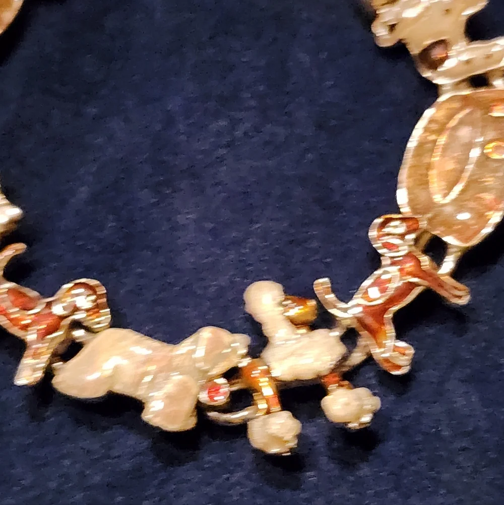Vintage Gold and Red Enamel Charm Bracelet - Picture 4 of 7